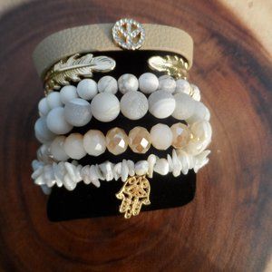 Leaf Bangle Chip Stone 6 pcs St